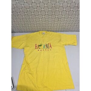 Vintage Bahamas Nassau Graphic Shirt Fruit of the Loom Yellow Mens Destination L